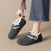 Round Toe Rubber Flat Casual Comfortable Woolen For Women Winter Fleece Lined Cotton Shoes With Hidden Wedge_vogvips.com
