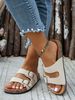 Women's Teen Mules New Spring And Summer Vintage Casual Slip-On Shoes Pu Upper Double Strap Half Slippers With Adjustable Buckle_vogvips.com