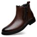 Men's Polished Retro Casual Men's Leather Boots Side Zipper Cotton Boots Breathable Martin Boots Low Heel Leather Boots Men's Shoes_vogvips.com