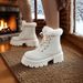 Women's Winter Lace-Up Fleece Lined Martin Boots British Style plus Size Platform Cotton Shoes Warm Cross Border Oxfords_vogvips.com