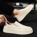 Fashion Youth Latest Trend Men Leather Casual Outdoor Shoes Platform Loafers Slip-on High Quality White Minimalist Thick Bottom Sneakers_vogvips.com
