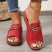 Large Size Casual Fashion Simple Metal Buckle Fish Mouth Slippers_vogvips.com
