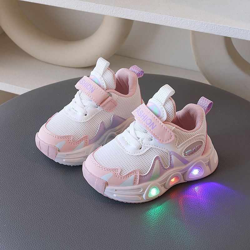 Children's Mesh Soft Sole Sports Running Casual Walking Shoes, Boys' And Girls' Non-Slip Light-Up Shoes_vogvips.com