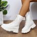 Shoes New Round Head Lace Up Thick Bottom Mid Tube Boots European And American Fashion Motorcycle Boots_vogvips.com