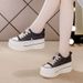 2025 Spring Summer New Thick Sole Height Increasing White Sneakers Women's Canvas Dad Korean Style Single Shoes_vogvips.com
