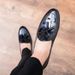 British-style Trendy Men's Casual Leather Shoes With Tassels, Pointed Toe, Versatile And Breathable, Hairstylist Slip-on_vogvips.com