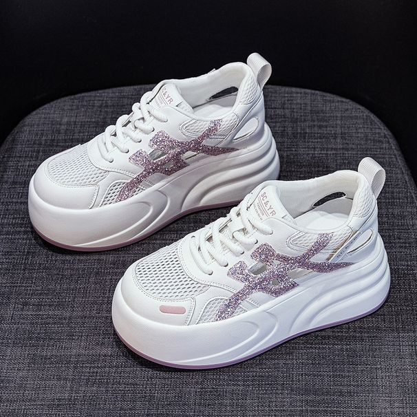 Small Thick-soled Heightening Little White Shoes Women's New Hollow Mesh Shoes Casual Versatile Breathable Sports Women's Shoes_vogvips.com
