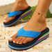 SHLIANG Women's Rainbow Color Platform Flip Flops Summer Thick Sole Lightweight Slip-on Wedges Sandals Girls Beach Slippers V0140_vogvips.com