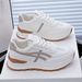 Summer Women's New Breathable White Sneakers Versatile Korean Style Thick Sole Height Increasing Sports Casual Dad Shoes_vogvips.com