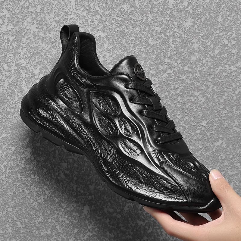 Autumn 2024 New Trend Versatile Genuine Leather Breathable Sneakers Men's Casual Dad Shoes_vogvips.com