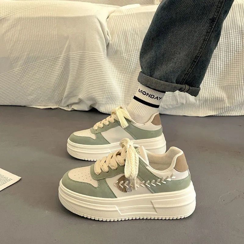 Wheat Ear Women's New All Match Sneakers Thick Soled Casual White Shoes Women_vogvips.com
