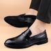 Euro Step Four Seasons New Top Layer Cowhide Loafers Slip-On Casual Business Brogue Men's Shoes With Carved Design_vogvips.com