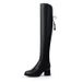 Over-the-Knee Stretch Autumn Winter For Slimming Black Large Thick Legs Long Tube High Boots Fashion Chunky Heel Women_vogvips.com