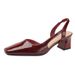 French Style One-Strap Closed-Toe Sandals For Women Summer 2025 New Square Toe Backless Single Shoes Red Chunky Heel_vogvips.com