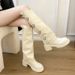 2025 Korean Style Autumn Winter Round Toe Chunky Fashion Women's Versatile Heel High Tube Over-the-Knee Martin Boots_vogvips.com