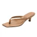 Square Toe Clip Sandals For Women 2023 Summer New High Flip-flops Large Size Slim Heel Women's Outdoor Leather Slippers_vogvips.com