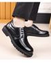 Men's Genuine Leather Lace-Up Dress Shoes Round Toe Thick Sole Low Cut Comfortable Business Casual Shoes_vogvips.com