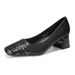 French Elegant Plaid Square Toe Chunky Heel Veratile Little Style Lady Matching Dre Commuting High_vogvips.com