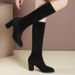 French Style Velvet Stretch Slim Women 2024 Autumn Winter New Fashionable High Heel Over-the-Knee Long Boots For Outdoor_vogvips.com