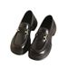 Coarse Heel Platform Loafers Women's French Soft-soled Small Leather Shoes Single Shoes_vogvips.com