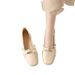 Fairy-style Wanwan Shallow For Women, 2026 Spring-summer New Model, Beaded Square-toed Soft Leather Soft-soled French_vogvips.com