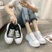 Women's Canvas New Lace Up Thick Soled Sports Shoes, Dad's Shoes Raised_vogvips.com