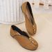 Cross-border 2026 Spring/Summer New Vintage Matte Flat Casual Round Toe V-cut Slip-On Plus Size Women's Shoes_vogvips.com