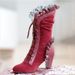 Women's Plus Size High Heeled Fashion Boots Mid Calf Lace Up European American Style Shoes_vogvips.com