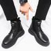 Men's Shoes Large Size Martin Boots For Men With Side Zipper, Autumn Fashion Trend, Men's Outdoor Black Mid Cut Short Boots, Work Boots_vogvips.com