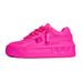 Authentic Product 1:1 Copy Genuine Leather Studded Thick-Soled Height-Increasing Sneakers For Women In Rose Red, Casual Fashionable Sports Platform_vogvips.com