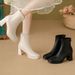 2025 French Style Ankle High Stretch Slim Chunky Heel Platform Single Martin Boots For Women To Pair With Dresses_vogvips.com
