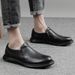 Top Layer Men's Casual Leather Shoes Round Head Flat Bottom Men's Shoes Formal Wedding Shoes_vogvips.com