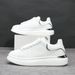Autumn 2025 Korean Style Thick Soled White Sneakers for Men Versatile Breathable Low Top Casual Shoes Trendy Couple Footwear_vogvips.com