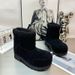 New Trendy Shoes Solid Color Genuine Leather Real Fur Slip-On Snow Big Toe Thick Sole Fashion Casual Winter Women's_vogvips.com