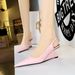 1097-1 Slope Hollow Back Strap Lacquer Leather Shallow Mouth Sharp Tip Trimming Slim High Heel Women's Single Shoes_vogvips.com