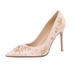 Womens Pointed Toe Satin Stiletto Heels - Crystal Embellished Wedding Bridal Shoes_vogvips.com