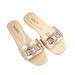 Valentine's Day Women's New Fashion Slippers Classic Temperament Versatile Solid Color Metal Decoration Square Toe Flat Sandals_vogvips.com