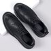 Euro Step Men's Leather Casual Shoes Autumn Brogue Thick Sole British Style Business Formal Trendy Lace-up_vogvips.com
