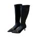 French Pointed Toe Long For Women 2024 Autumn Winter New Small Fragrance Style Knight With Back Zipper Over-the-Knee_vogvips.com