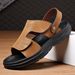 New Mens Slippers Handmade Summer Sandals Men Breathable Leather Slides Man Outdoor Antiskid Beach Shoes Comfy Half Drag_vogvips.com