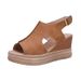 Summer Fish Mouth Large Size Wedge Heel Open Toe Buckle Strap Roman Style High Heel Sandals_vogvips.com