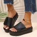 Cross-Border Women's One-Strap Sandals Summer 2022 New Style Large Size Casual European And American Mid-Heel Platform_vogvips.com