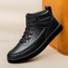 Medium Top Leather Shoes Men's Velvet Warm Cotton Shoes Tooling Boots Men's Thick-soled Wear-resistant Work Leather Boots_vogvips.com