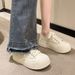 Low-top Canvas Women, Thick-soled, Petite, 2025 Spring New Versatile Student Chunky Sneakers, White Shoes For Women_vogvips.com
