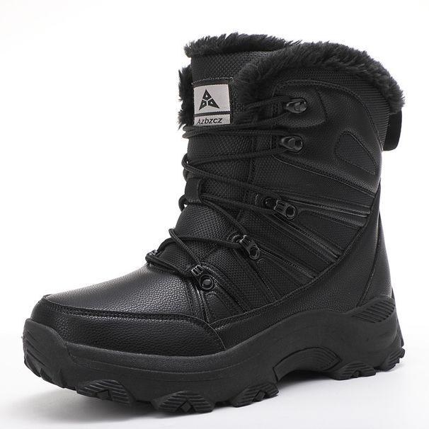 Winter Men's Snow Boots With Plush Ulation Cotton Shoes For Sports, Windproof, Lace Up, Wear-Resistant, Outdoor Large_vogvips.com