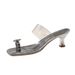 Summer Internet Celebrities With The Same Rhinestone Round Buckle Toe Transparent Thick Heel Sandals Women Wear A Word With Square Head_vogvips.com