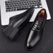 Men's Business Casual Round Toe British Lace Up Men's Leather Workwear Shoes, Trendy Plus Size Work Commuting Shoes_vogvips.com
