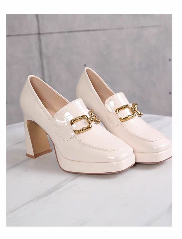 Women's Shoes Patent Leather Fashion High Heels Spring And Autumn Outdoor Thick Heels Metal Solid Color High End Waterproof Platform Single Shoes_vogvips.com