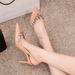 High Heels Women's Stiletto Temperament French Fashion Nude Not Tired Feet Pointed Rhinestones Empty Shoes_vogvips.com