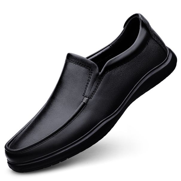 Driving Casual Men's Shoes Grandpa Dad Leather Shoes Beanie Shoes Soft-soled Loafers_vogvips.com